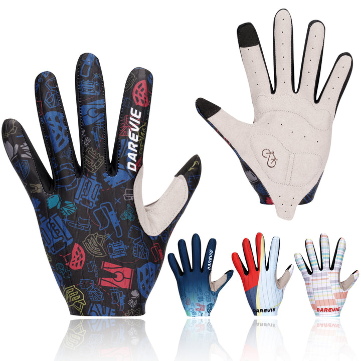 STRIPED LONG-FINGER CYCLING GLOVES