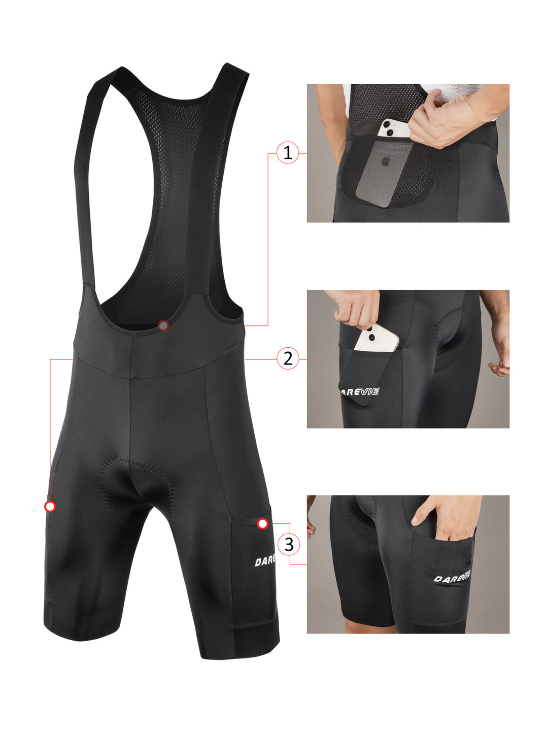 GRAVEL CYCLING BIB SHORTS with MULTI-POCKET