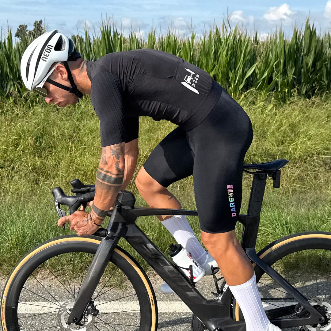 LUNEXT ONE PIECE CYCLING BIB SHORTS-ITALY ELASTIC INTERFACE WALLONE PAD