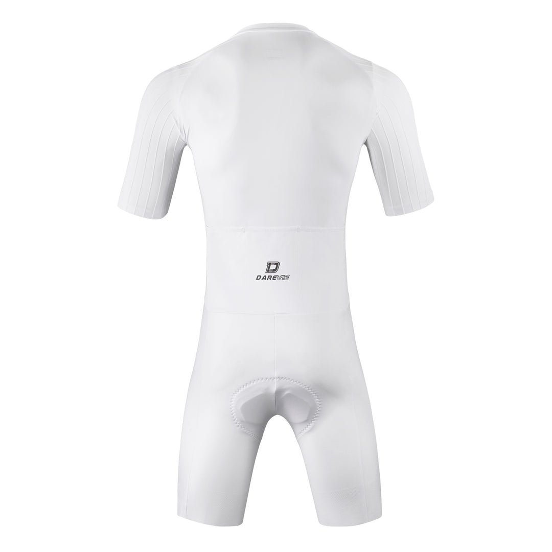 WHITE AERO CYCLING SKINSUIT-ITALY ELASTIC INTERFACE PAD