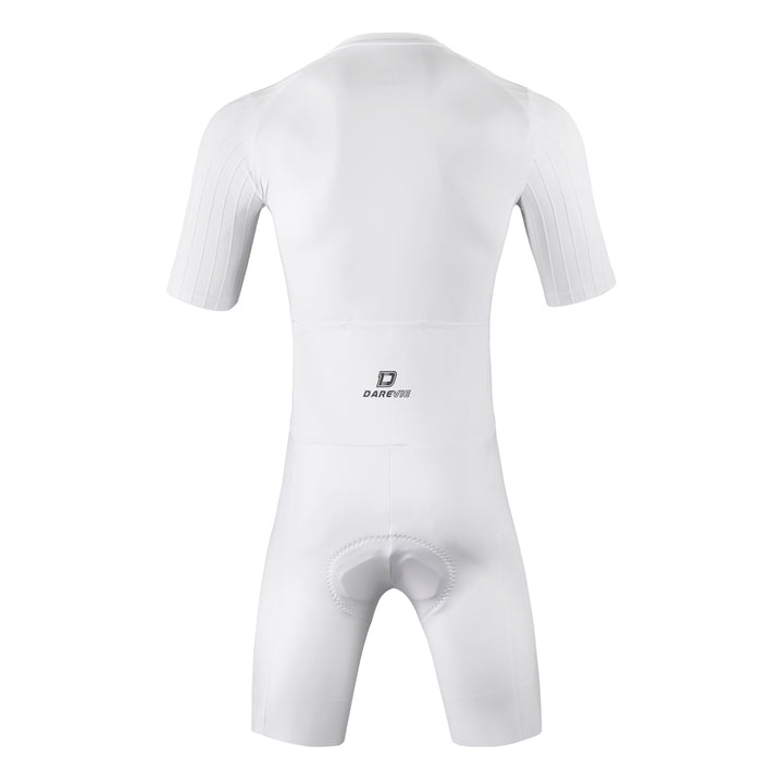 WHITE AERO CYCLING SKINSUIT-ITALY ELASTIC INTERFACE PAD