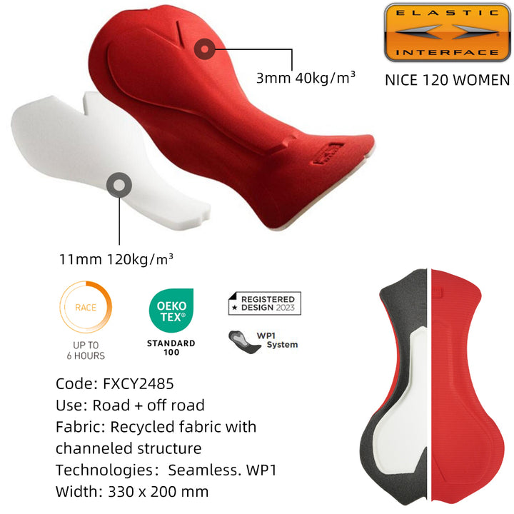 WOMEN'S SEAMLESS CYCLING BIB SHORTS-ITALY ELASTIC INTERFACE BASTOGNE PAD